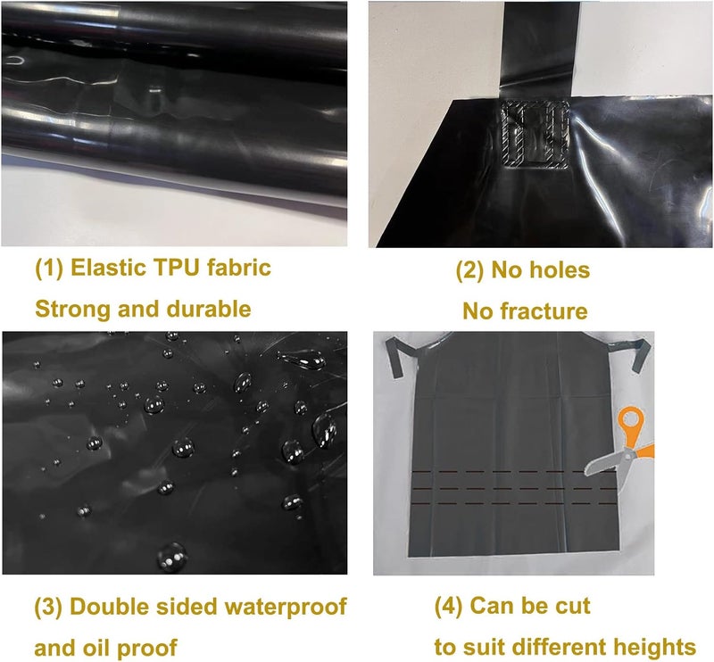 ELEBOX Waterproof Oil Proof Bib Apron Utility Apron Chemical Resistant Apron with Sleeve Work Apron Ultra Lightweight - Image 4